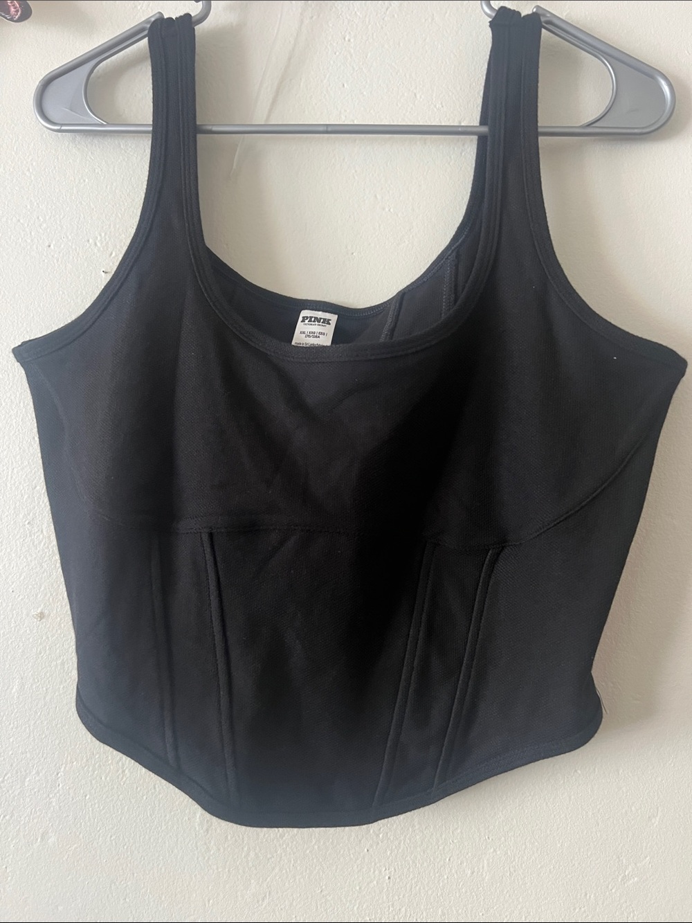 PINK Black Scoop Neck Structured Tank